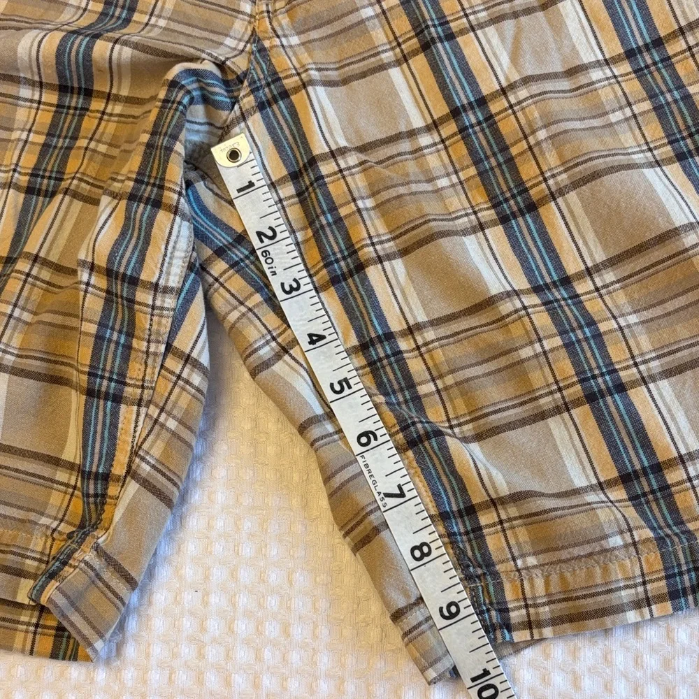 Chaps Men’s Size 36 Tan & Blue Plaid Cotton Shorts Flat Front